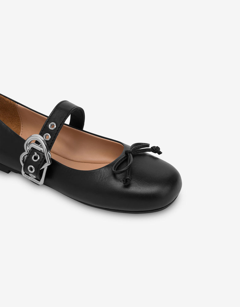 Nappa leather ballet flats Black Love Moschino 3