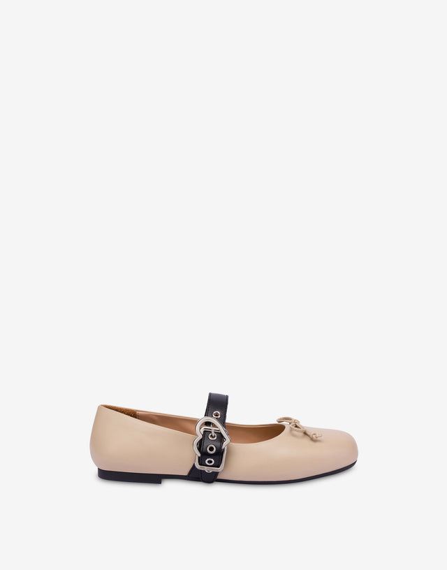 Bailarinas de napa Beige Love Moschino 1