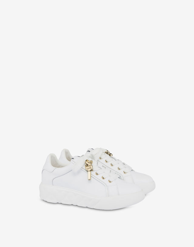 Calfskin sneakers Heart Love White Love Moschino 0