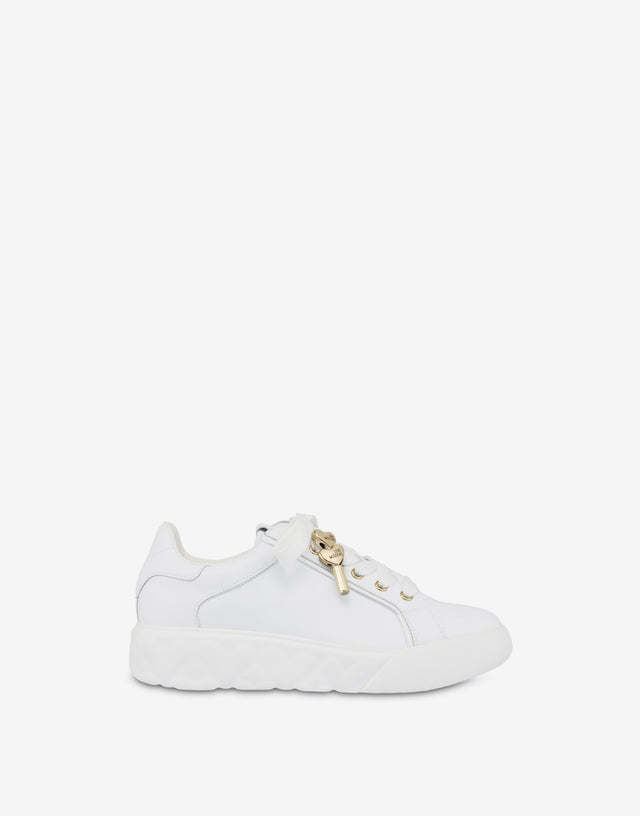 Calfskin sneakers Heart Love White Love Moschino 1