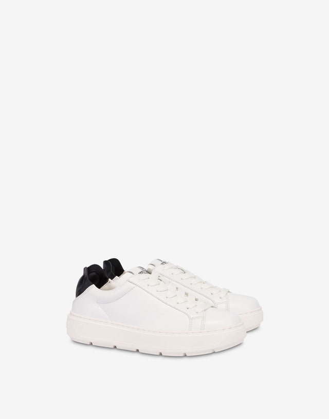 Zapatillas de napa y piel de cordero Blanco Love Moschino 0