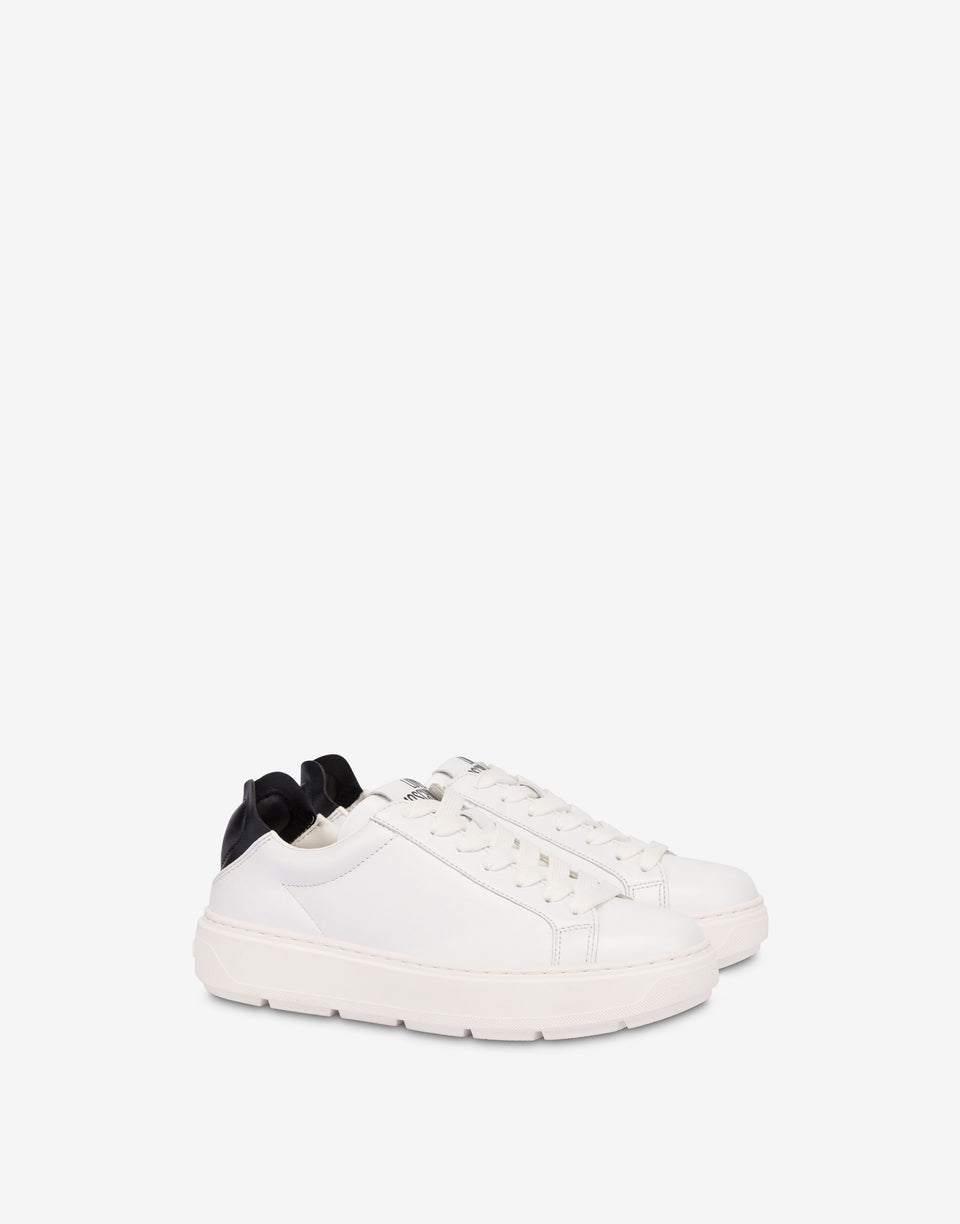 Zapatillas de napa y piel de cordero Blanco Love Moschino 0