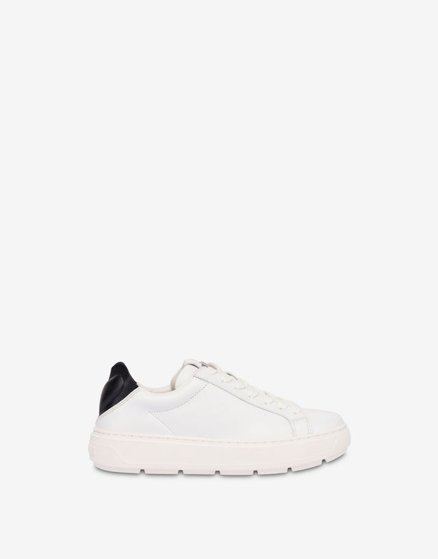 Zapatillas de napa y piel de cordero Blanco Love Moschino 1