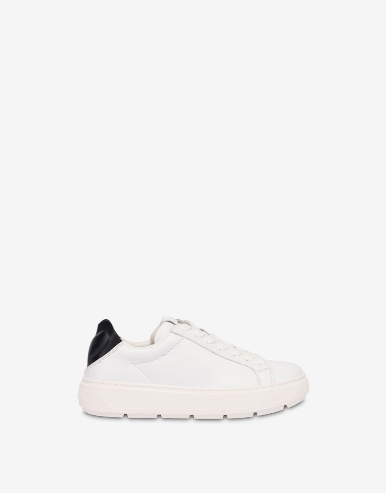 Zapatillas de napa y piel de cordero Blanco Love Moschino 1