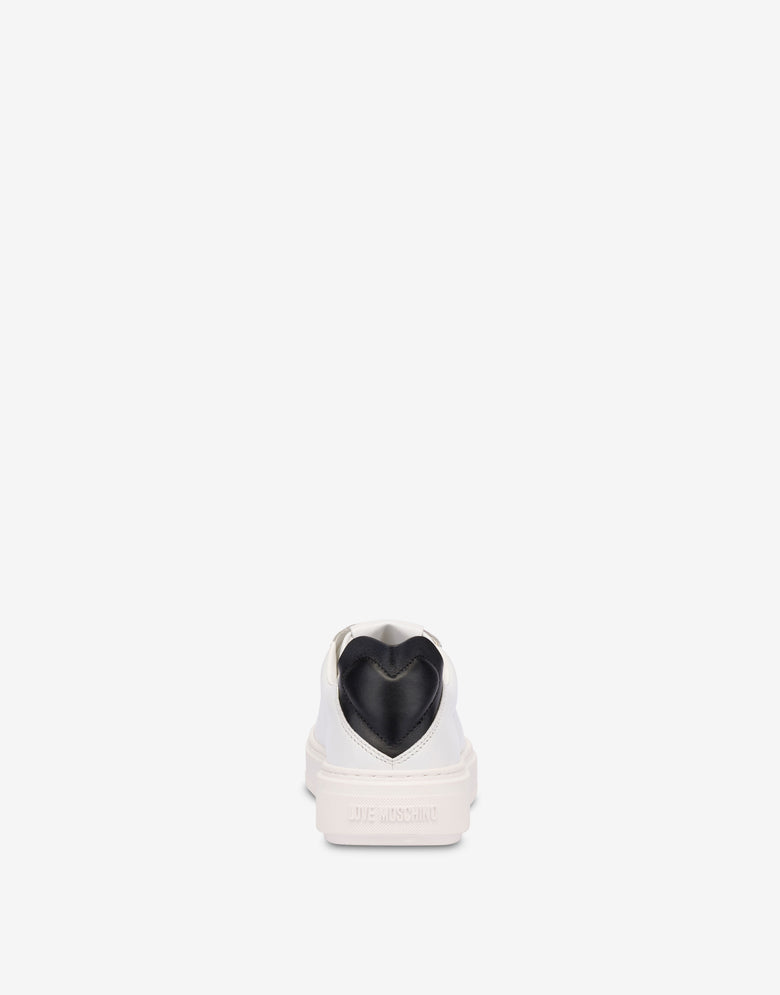 Zapatillas de napa y piel de cordero Blanco Love Moschino 2