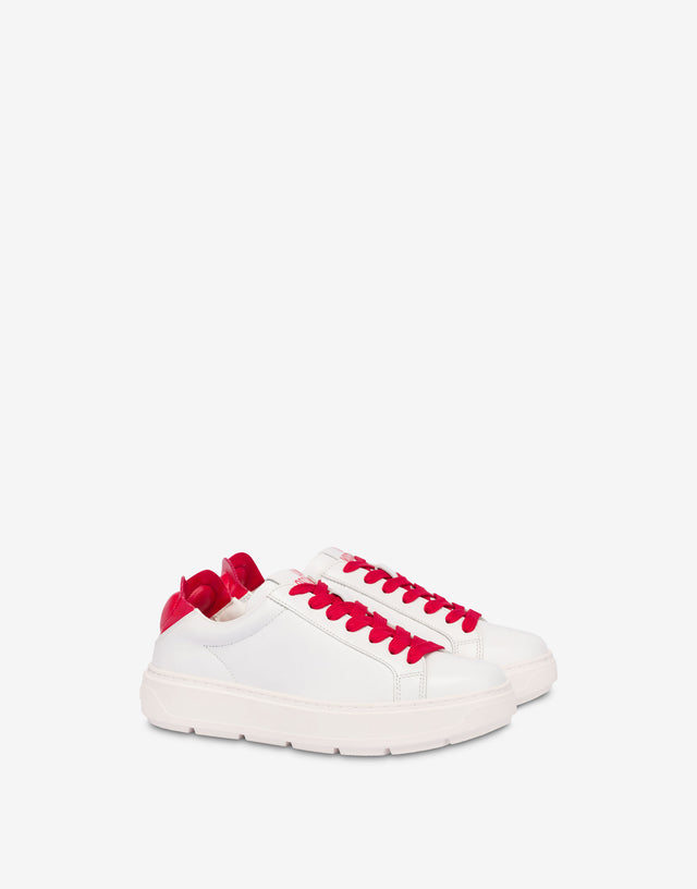 Zapatillas de napa y piel de cordero Blanco Love Moschino 0