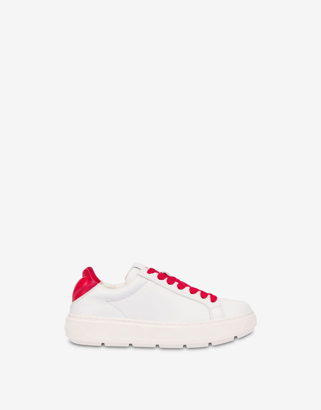 Zapatillas de napa y piel de cordero Blanco Love Moschino 1