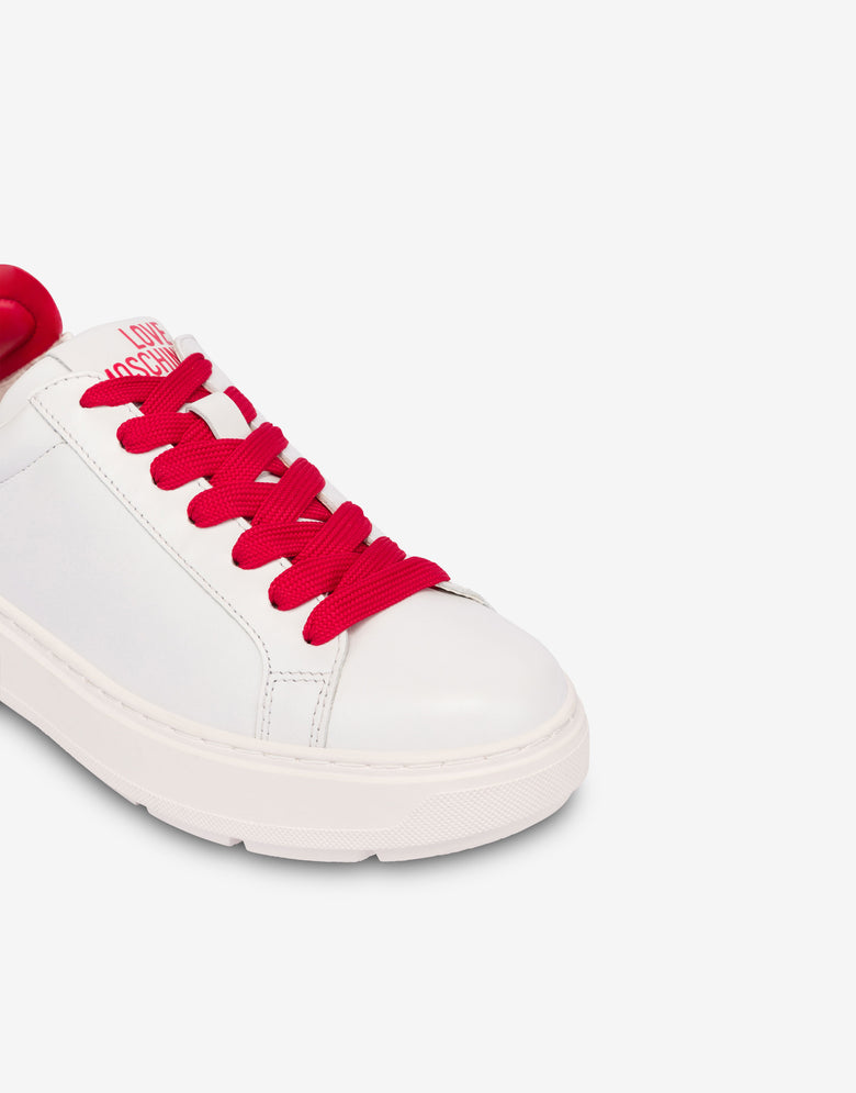 Zapatillas de napa y piel de cordero Blanco Love Moschino 3