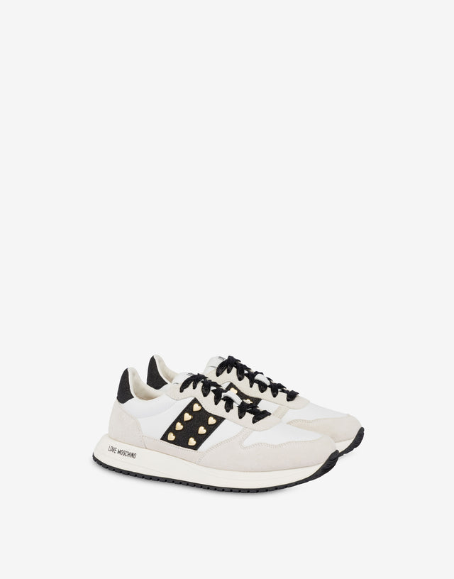 Suede and calfskin sneakers Dune White Love Moschino 0