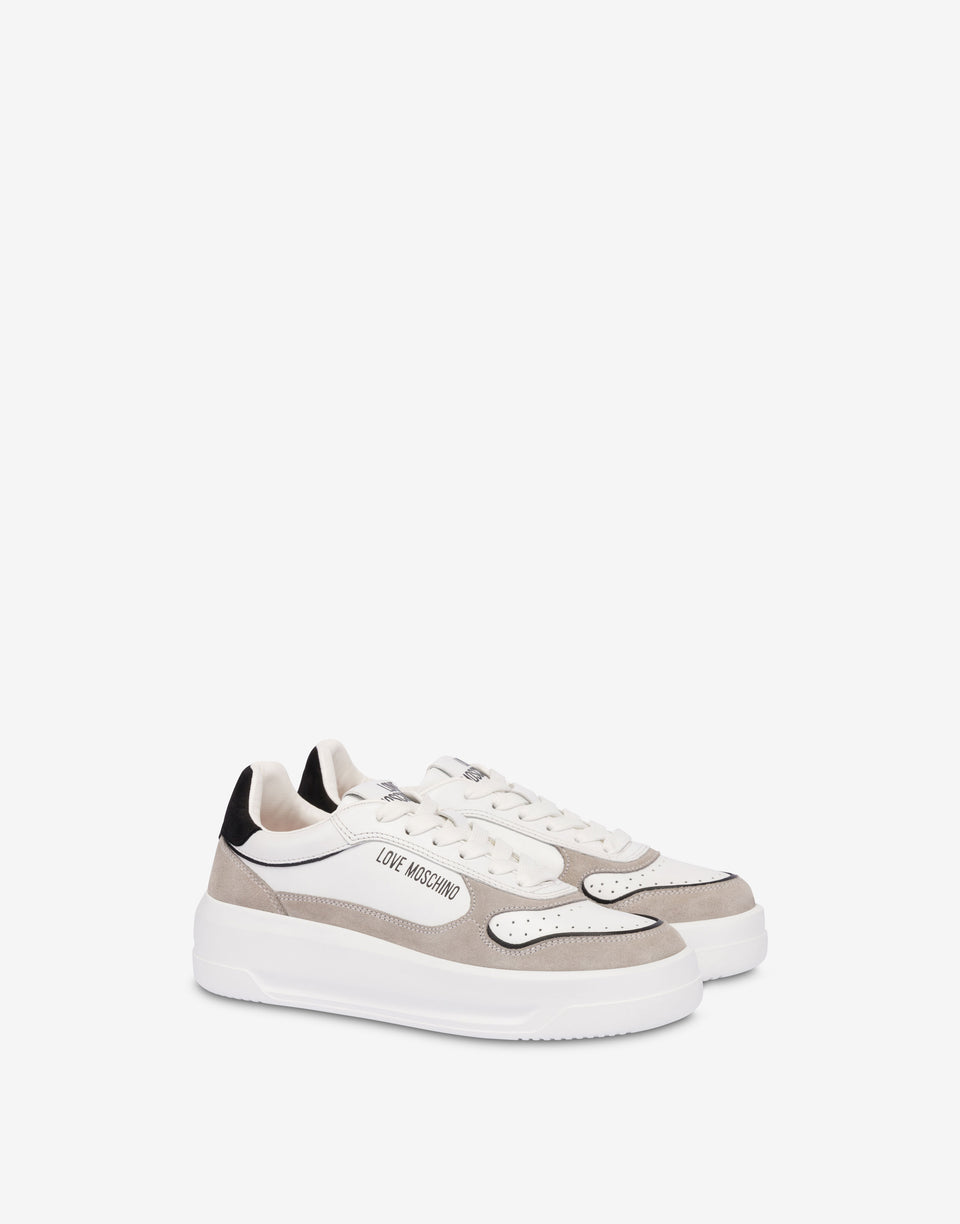 Suede and calf leather sneakers White Love Moschino 0