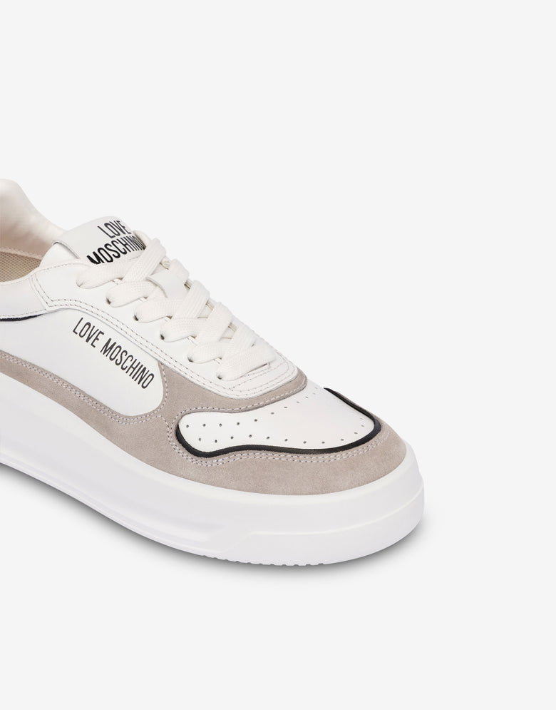 Suede and calf leather sneakers White Love Moschino 3