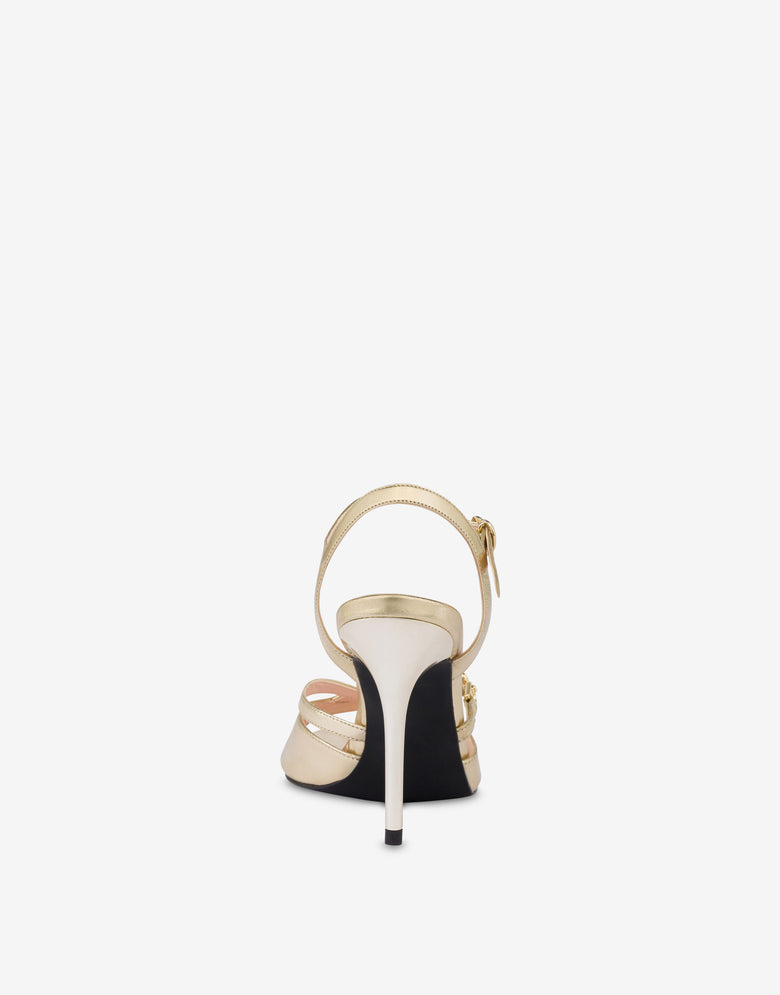 Laminated nappa sandals Love Chain Strap Gold Love Moschino 2