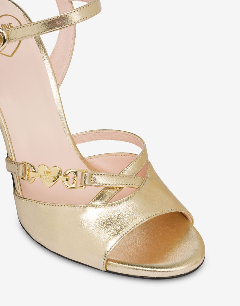 Laminated nappa sandals Love Chain Strap Gold Love Moschino 3