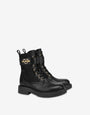 Calf and nylon ankle boots