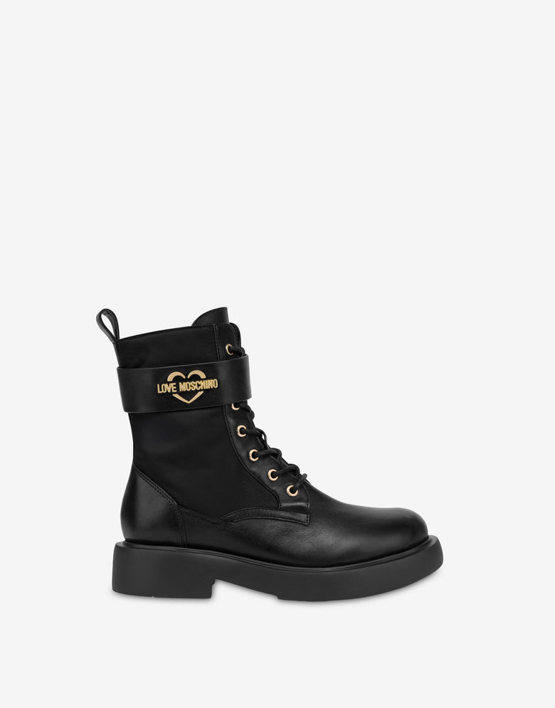 Calf and nylon ankle boots Black Love Moschino 1