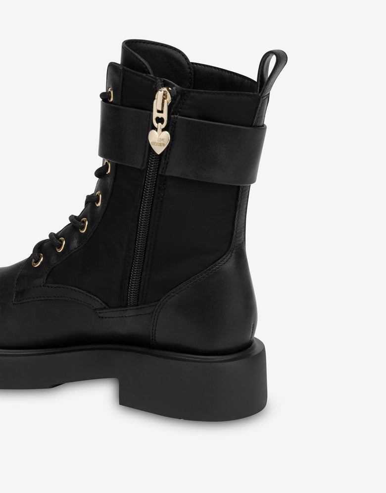 Calf and nylon ankle boots Black Love Moschino 3
