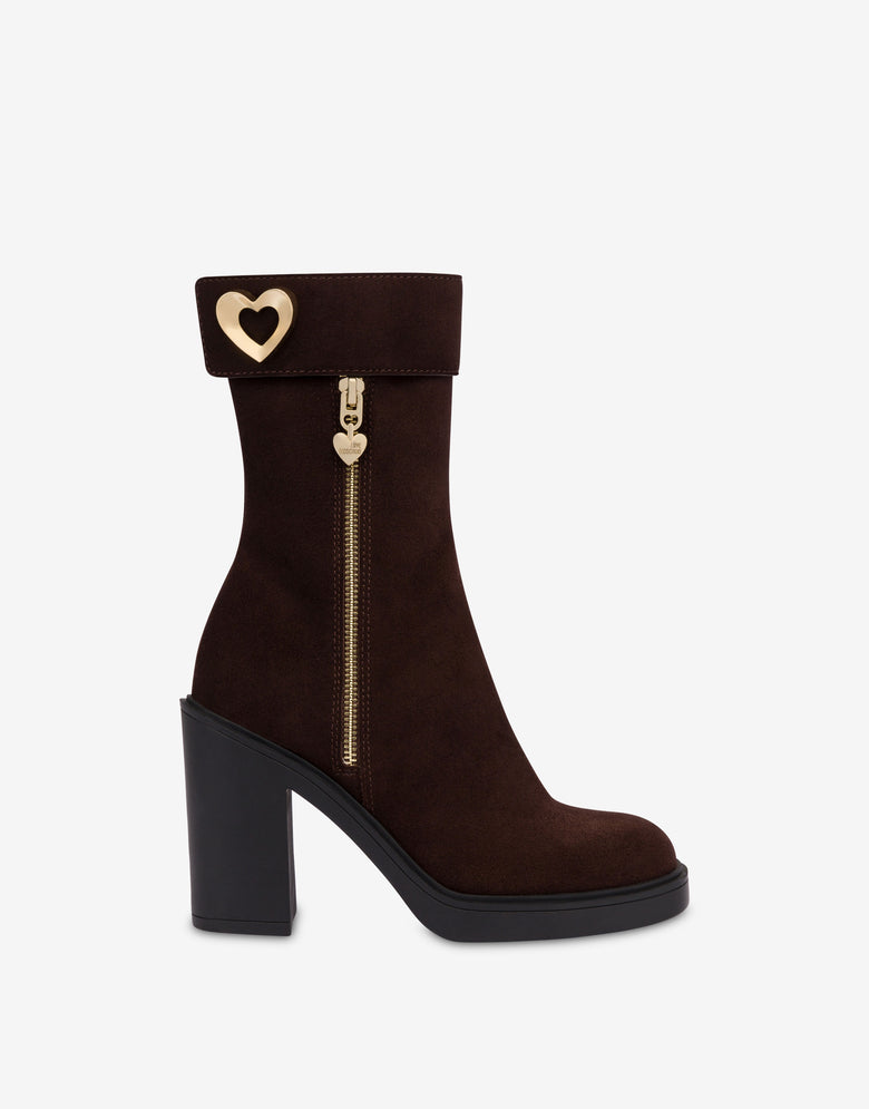 Suede ankle boots Chocolate Love Moschino 1