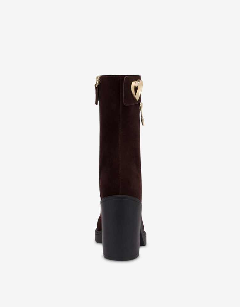 Suede ankle boots Chocolate Love Moschino 2