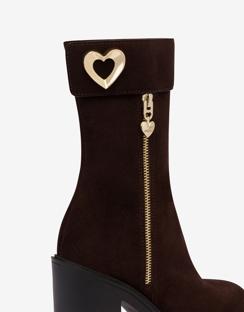 Suede ankle boots Chocolate Love Moschino 3