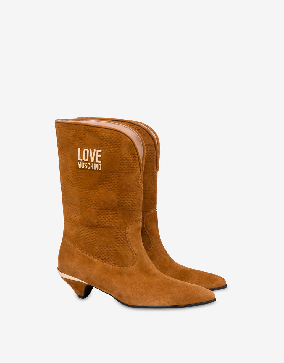 麂皮踝靴 Brown Orange Love Moschino 0