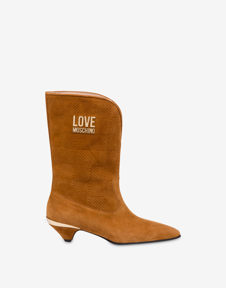麂皮踝靴 Brown Orange Love Moschino 1
