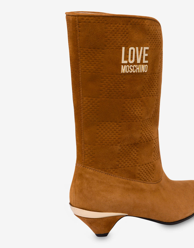 麂皮踝靴 Brown Orange Love Moschino 3