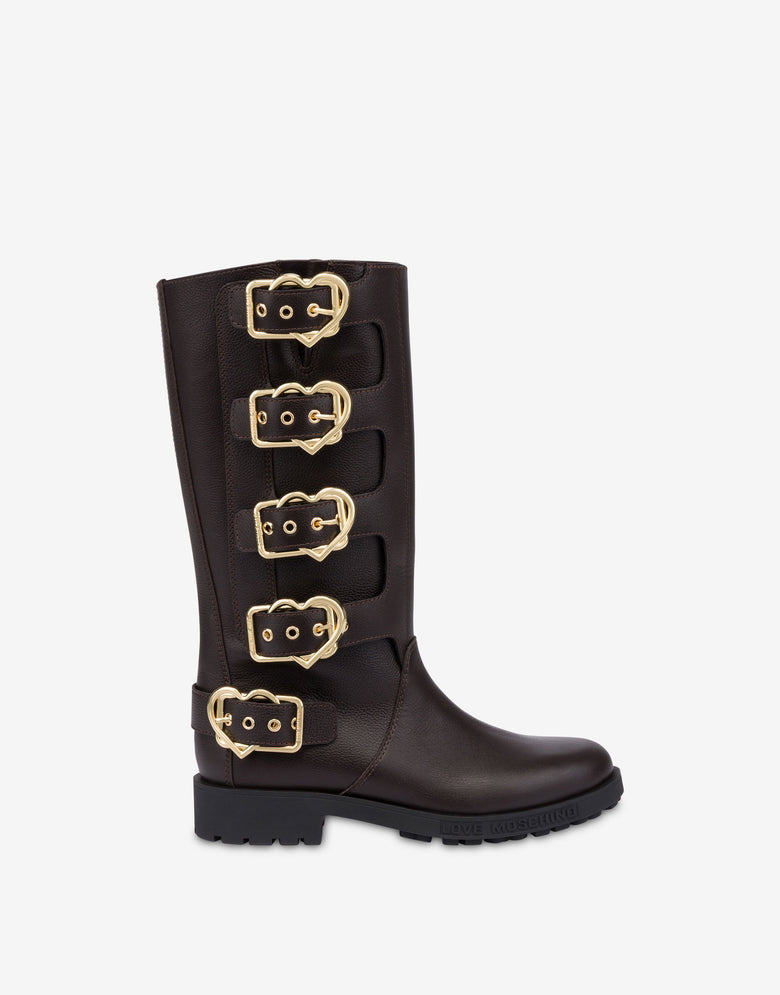 小牛皮靴子 深棕色 Love Moschino 1