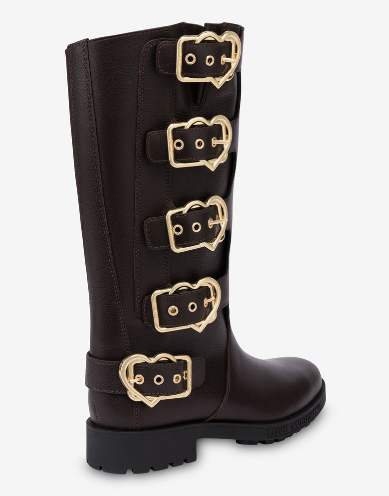 小牛皮靴子 深棕色 Love Moschino 3