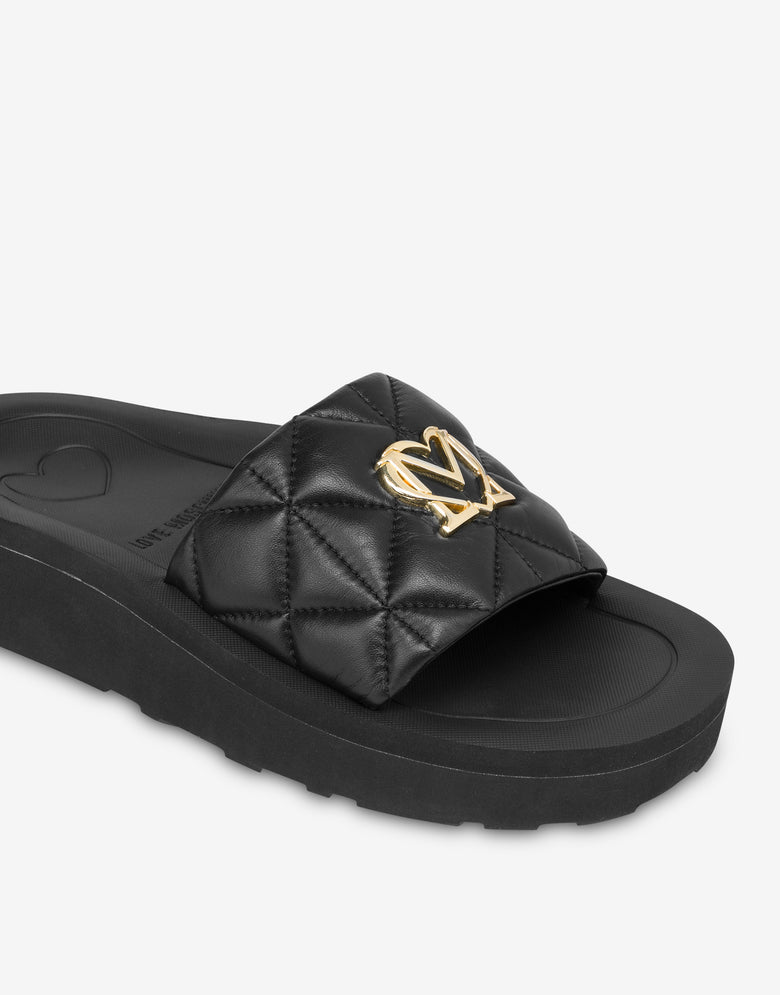 纳帕皮凉鞋LM Monogram 黑色 Love Moschino 3