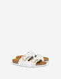 Calf sandals with double Heart Buckle strap