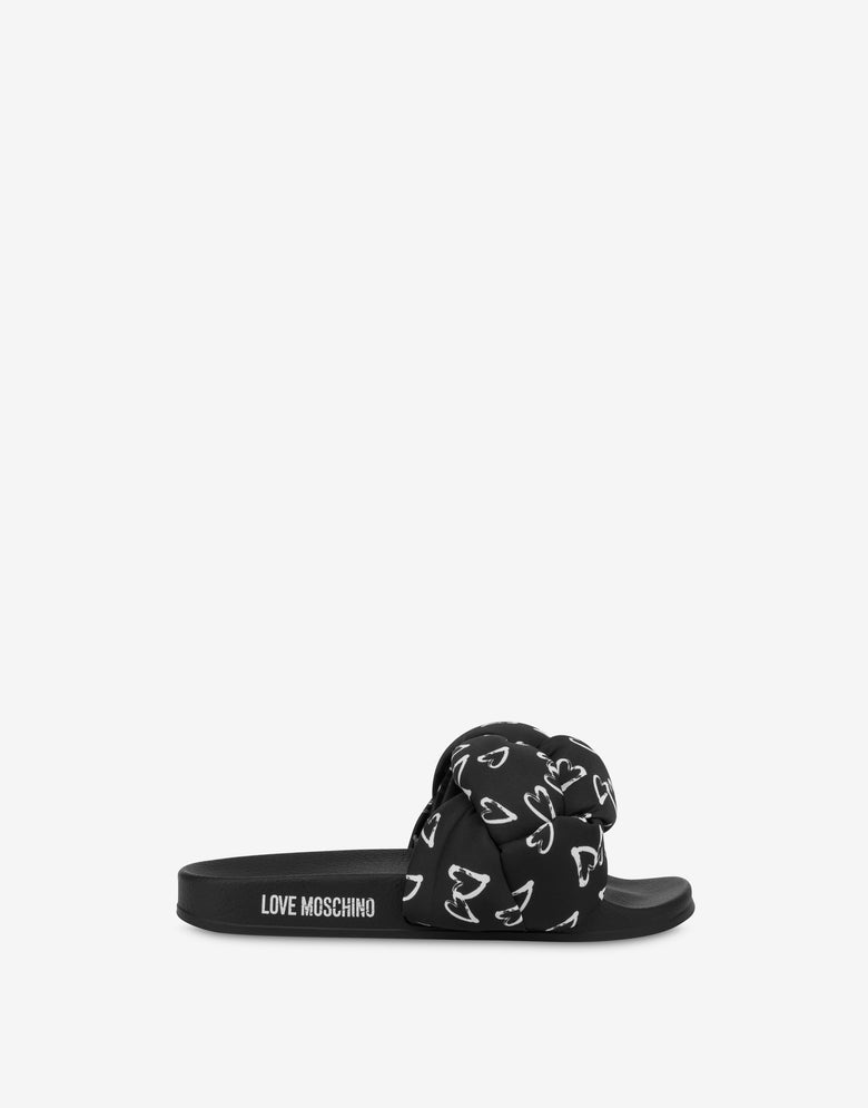 Pool slides with print Black Love Moschino 1