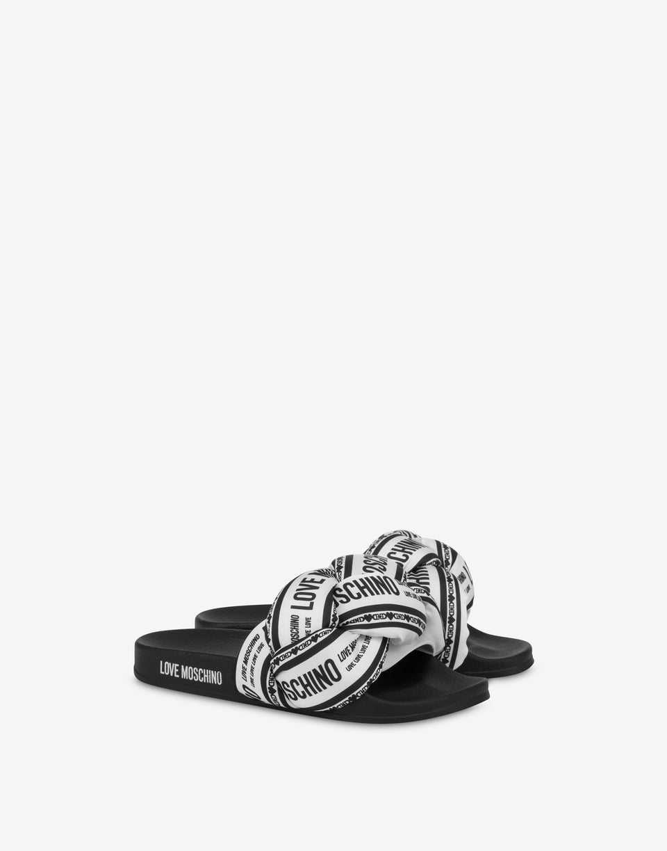 Pool slides with logo print White Love Moschino 0
