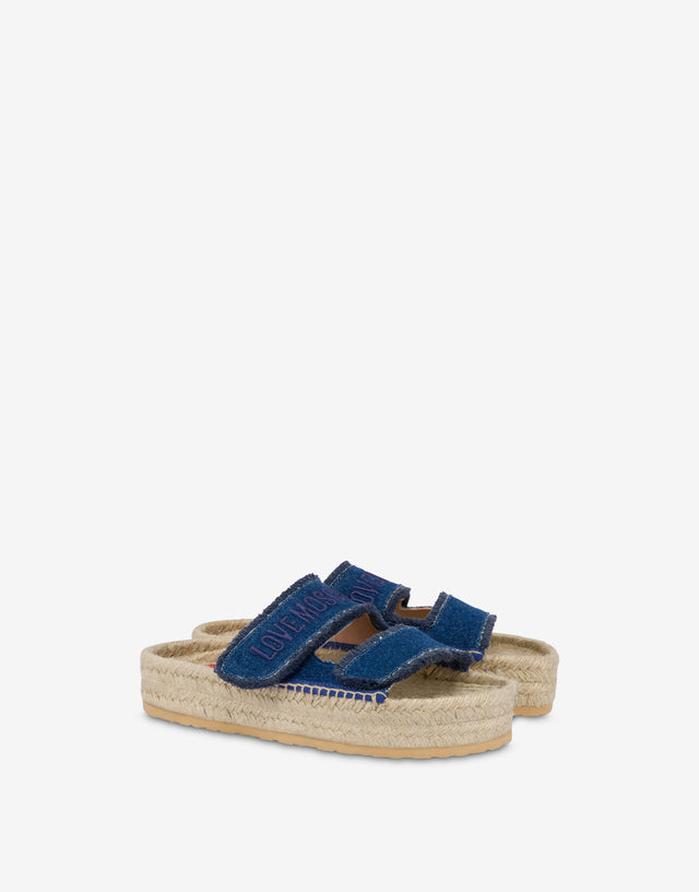 Espadrille sandals with denim straps Blue Love Moschino 0