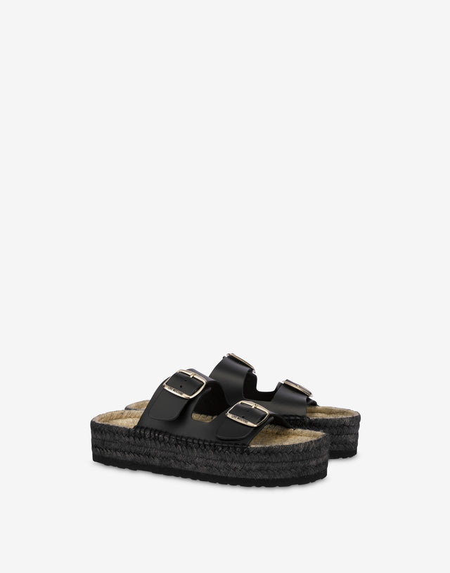 Espadrille sandals with double strap Black Love Moschino 0