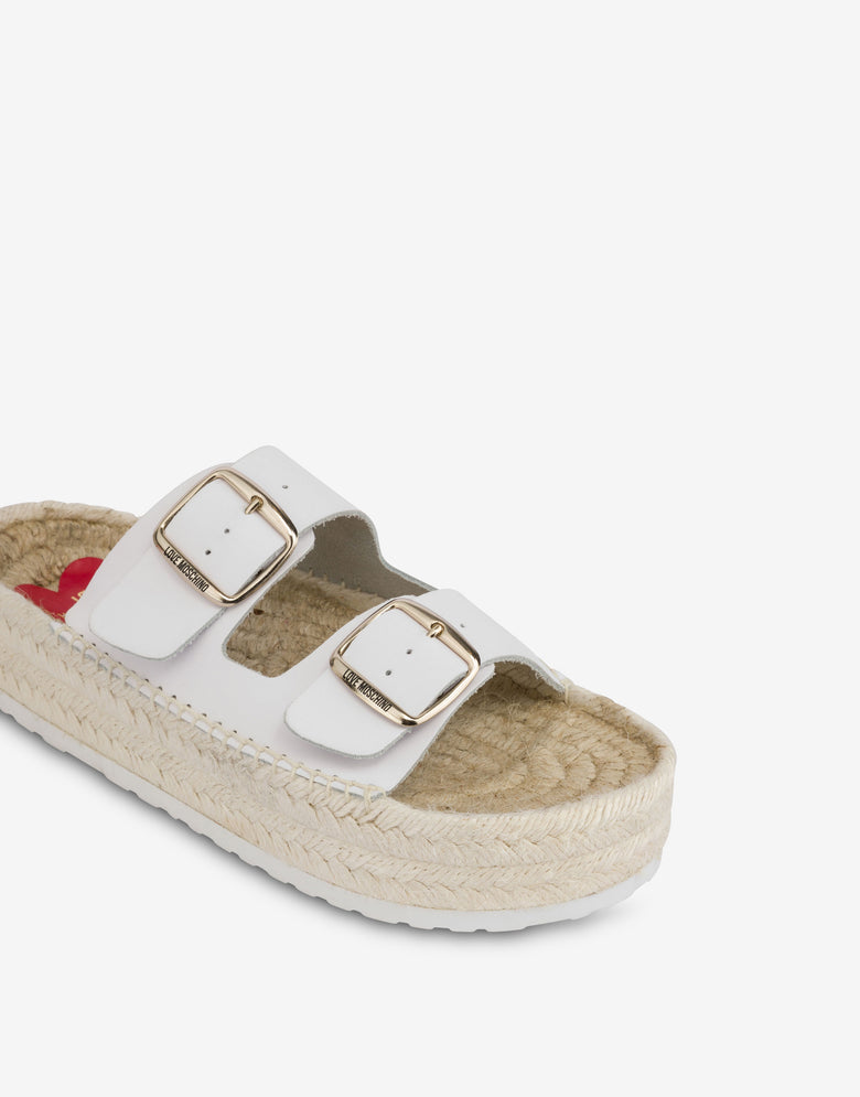 Sandalias alpargatas con doble tira Blanco Love Moschino 3