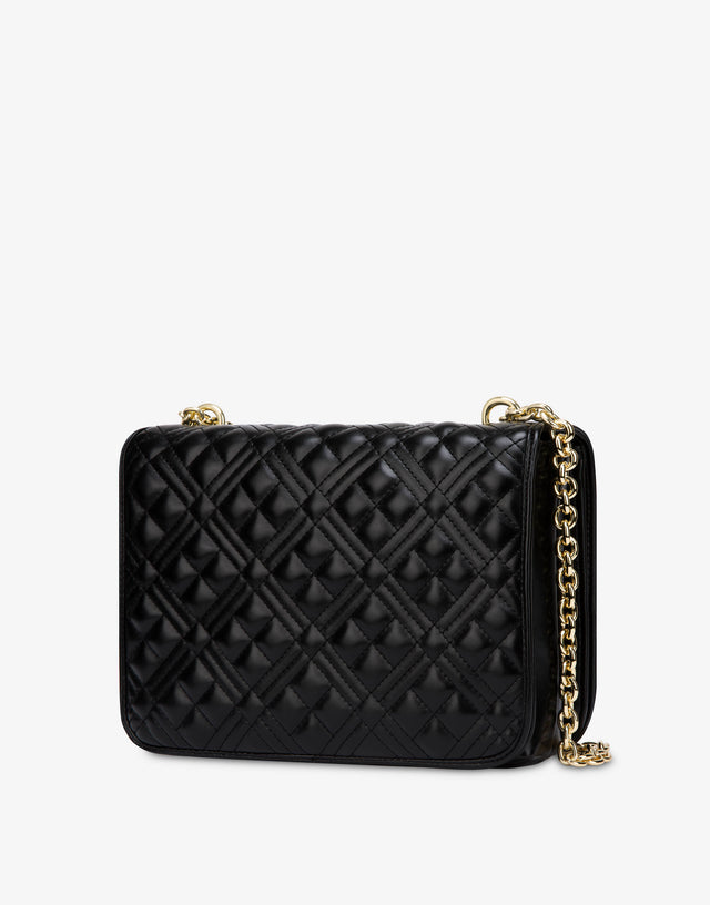 带徽标的绗缝单肩包 黑色 Love Moschino 1