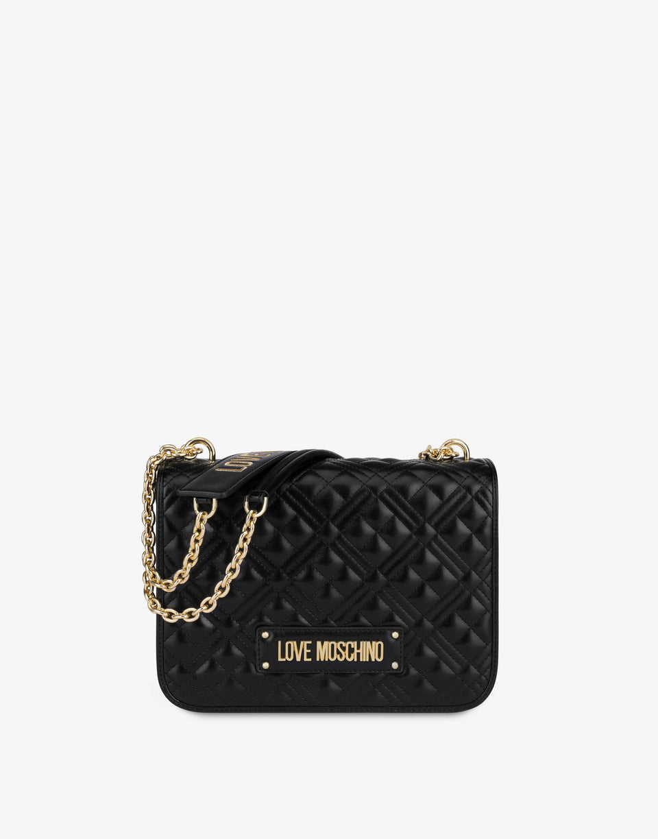 Bandolera acolchada con logo Negro Love Moschino 0