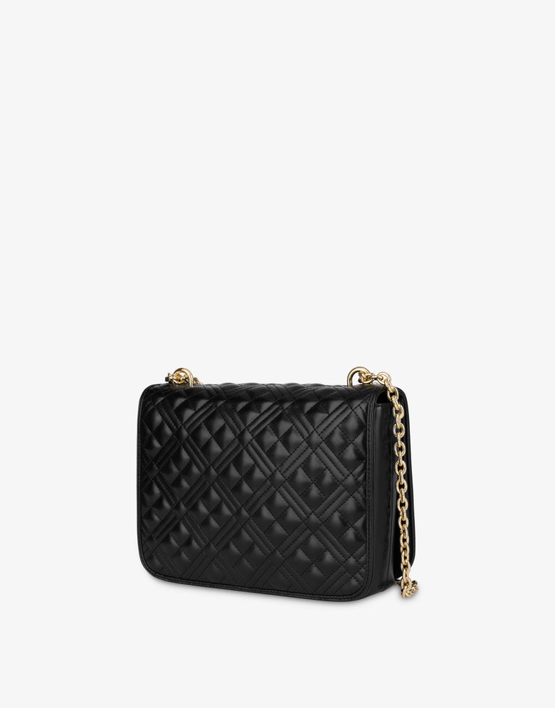 Bandolera acolchada con logo Negro Love Moschino 1