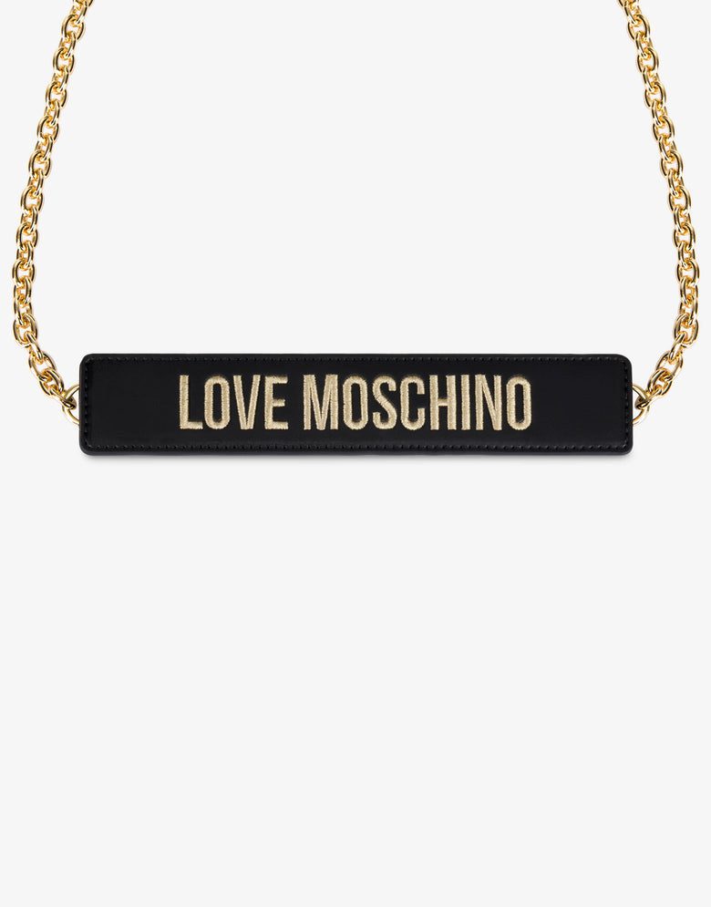 Bandolera acolchada con logo Negro Love Moschino 4