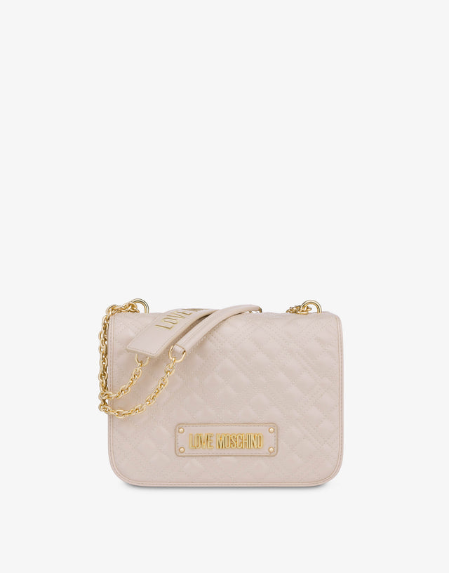 附徽标缝纹单肩包 象牙色 Love Moschino 0