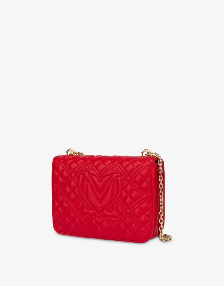 Shiny Quilted shoulder bag Red Love Moschino 1