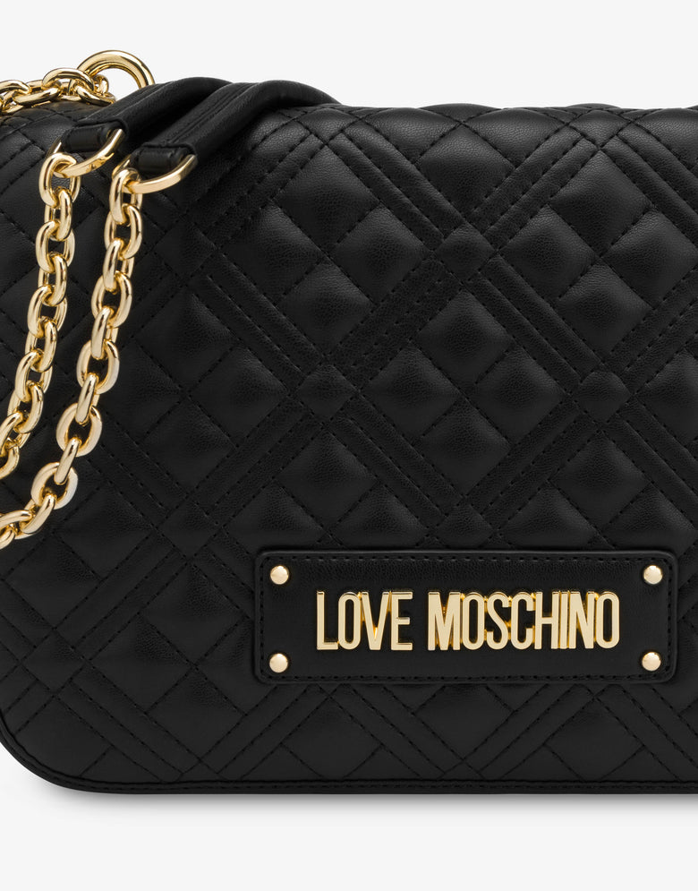 Bolso de hombro Shiny Quilted Negro Love Moschino 3