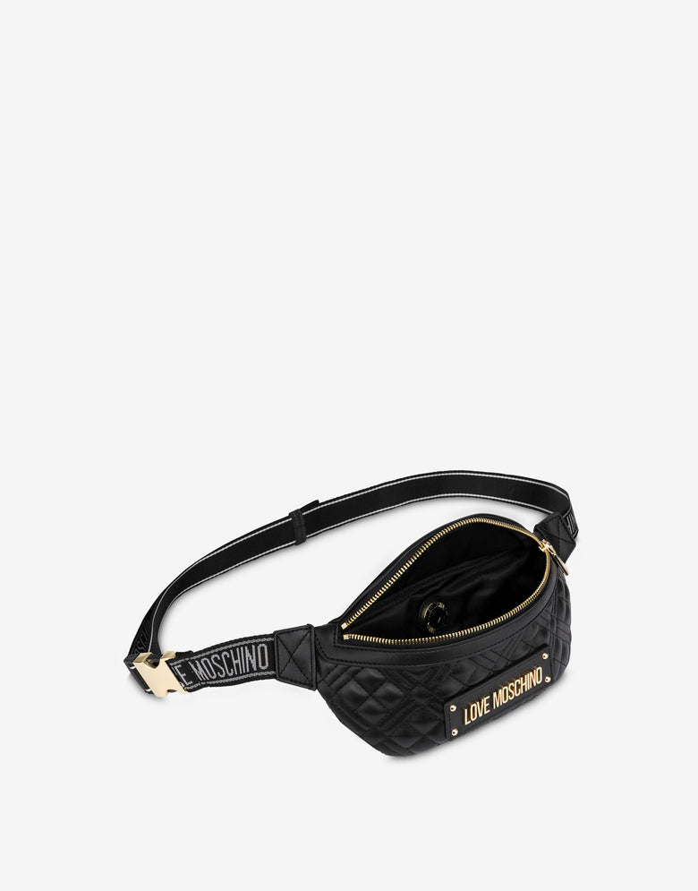 字母徽标绗缝腰包 黑色 Love Moschino 2