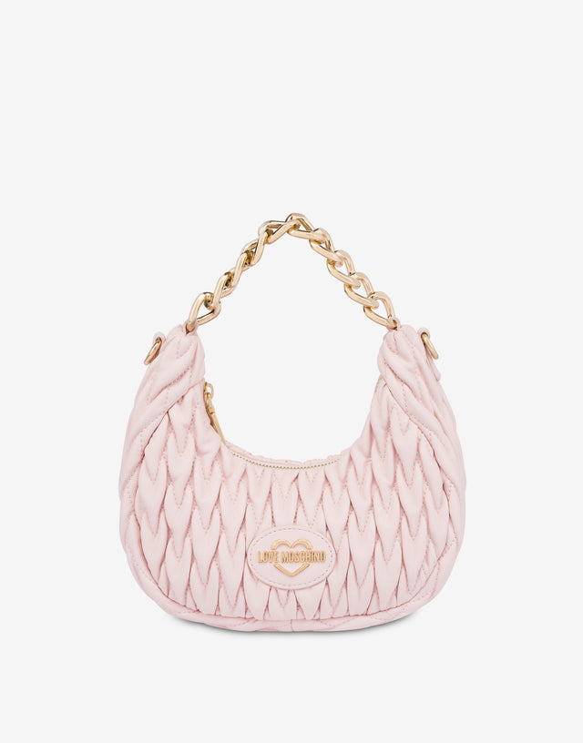 Bolso hobo acolchado Pink Love Moschino 0