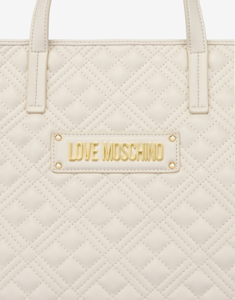 Bolso shopper acolchado Lettering Logo Marfil Love Moschino 3