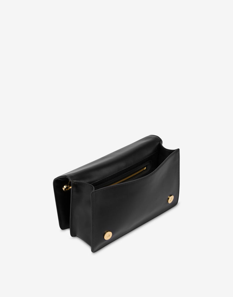 Bandolera de piel de becerro de edición limitada Negro Love Moschino 2