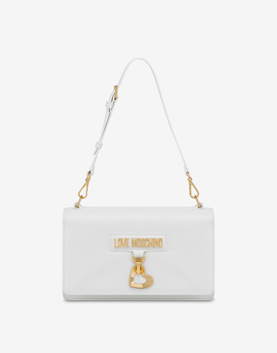 Bandolera de piel de becerro de edición limitada Blanco Love Moschino 0