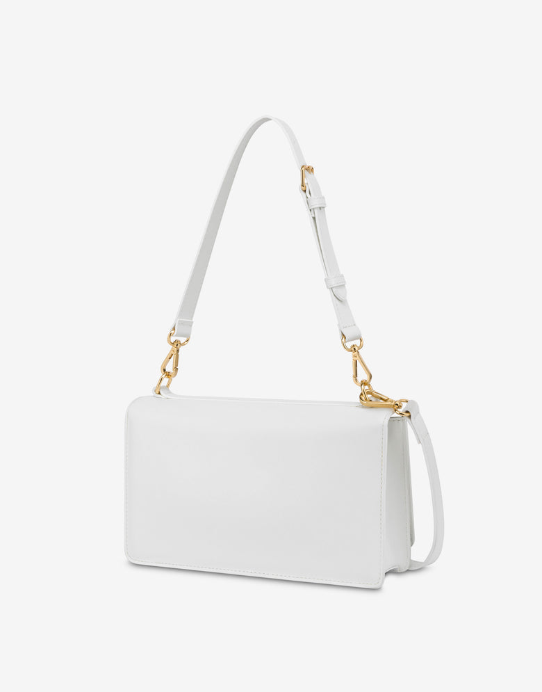 Bandolera de piel de becerro de edición limitada Blanco Love Moschino 1