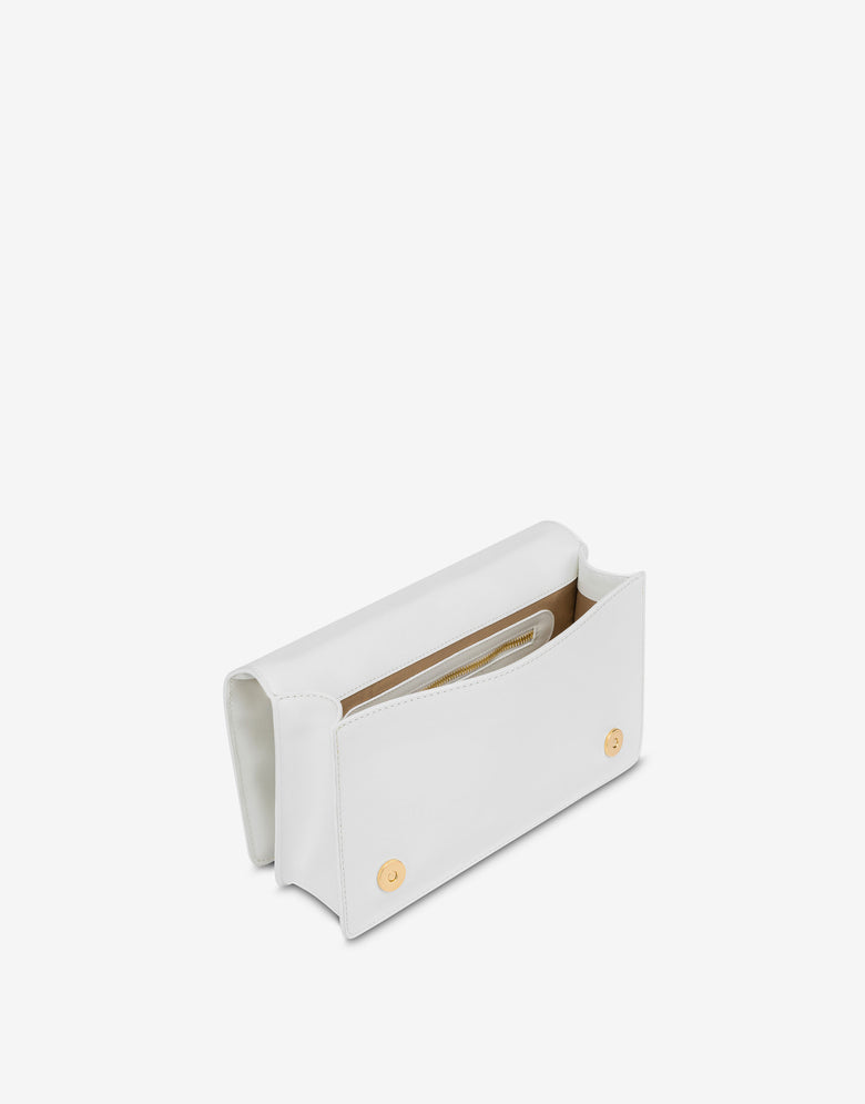 Bandolera de piel de becerro de edición limitada Blanco Love Moschino 2