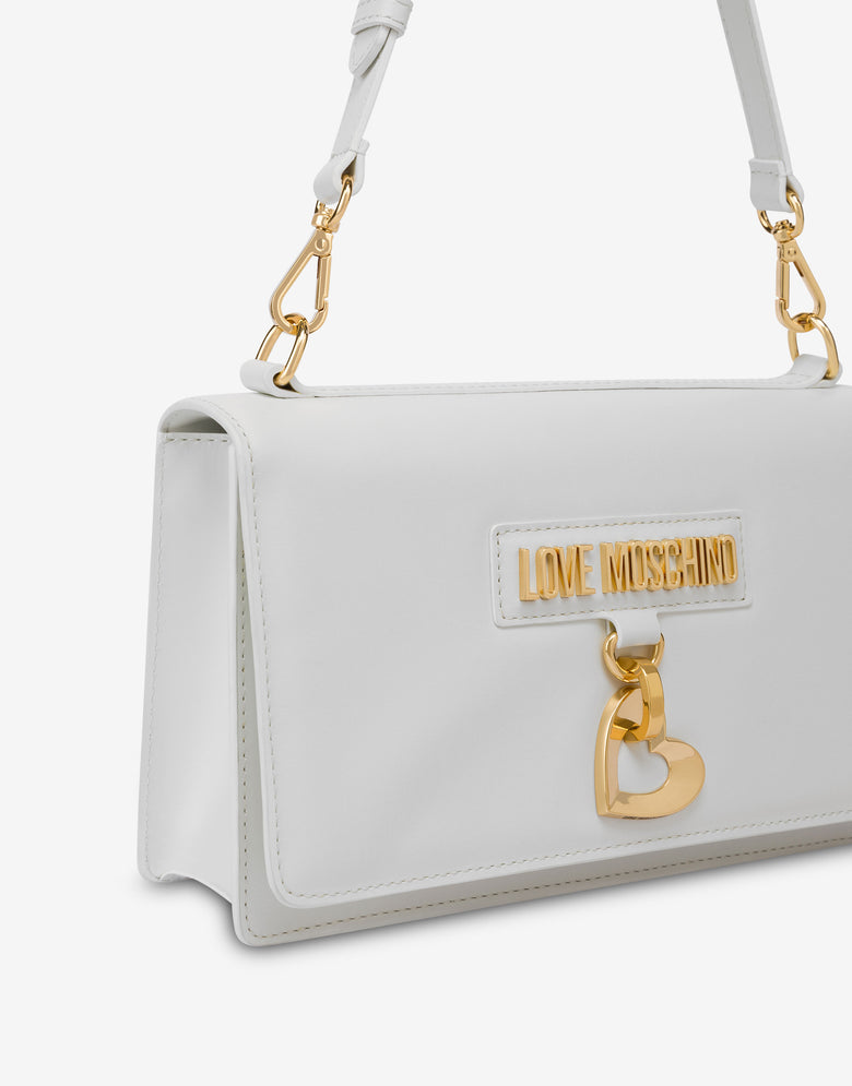 Bandolera de piel de becerro de edición limitada Blanco Love Moschino 3